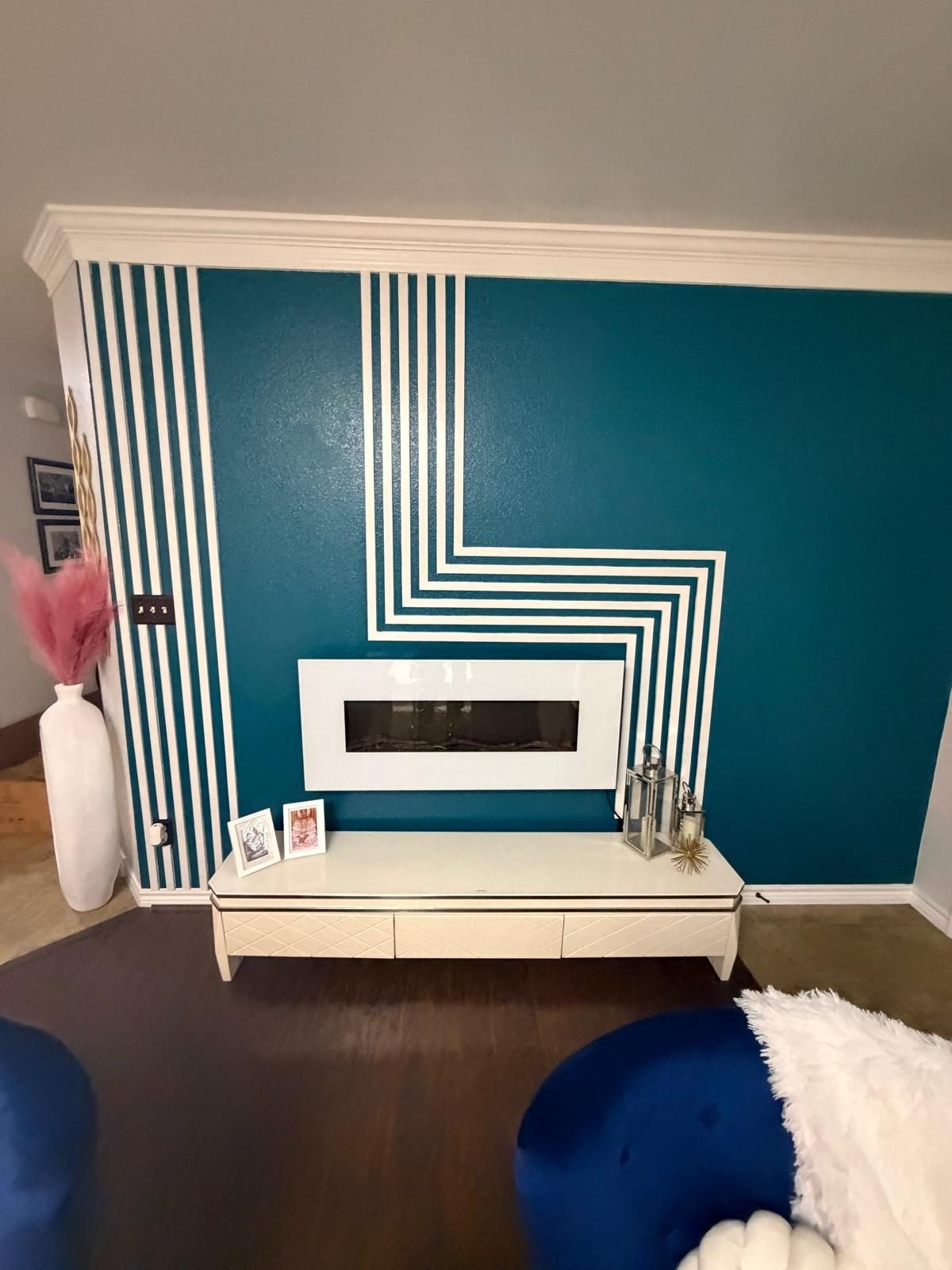 Teal accent wall with molding — FirstClass Services project