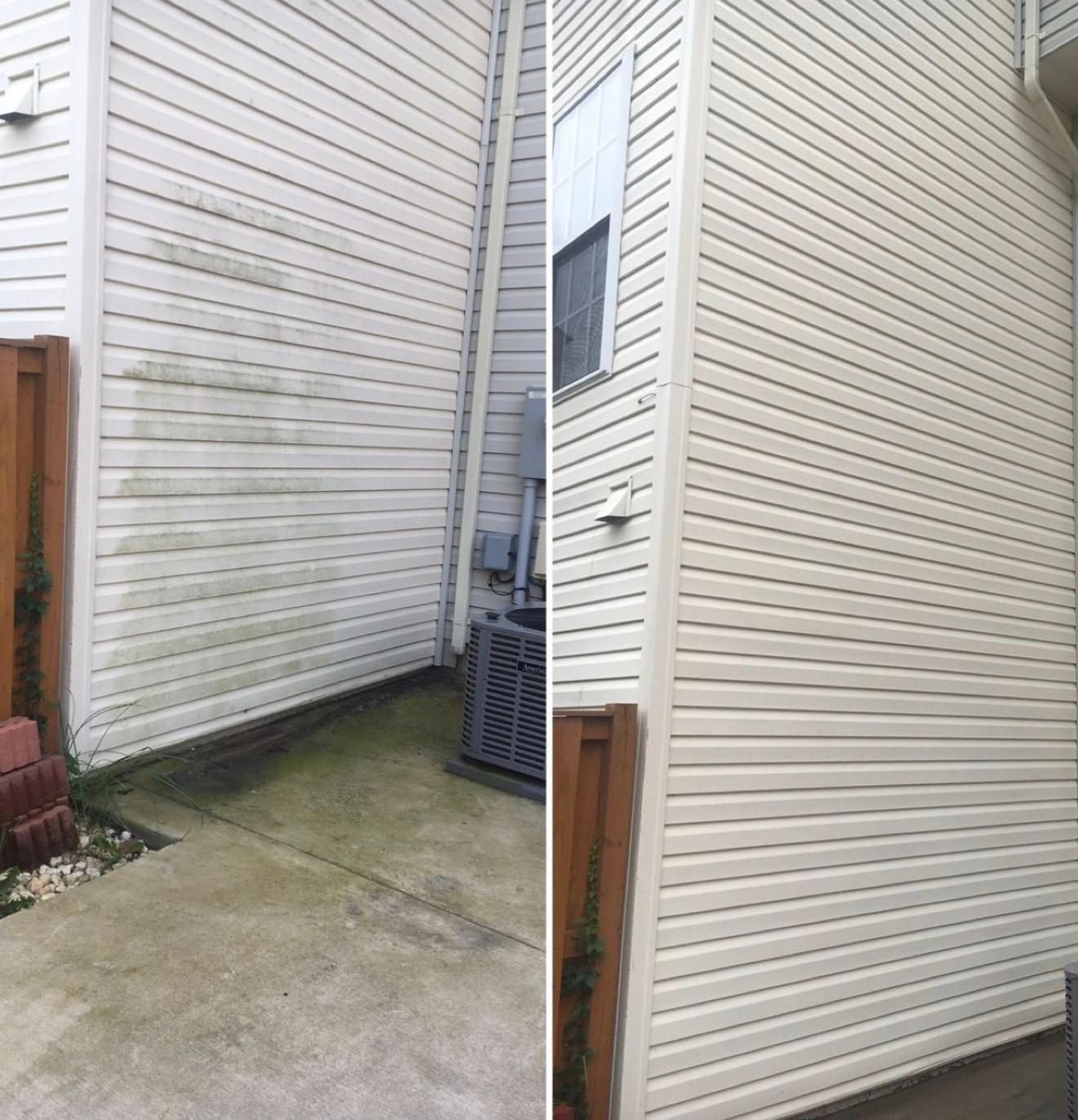 Siding wash · before & after — FirstClass Services project