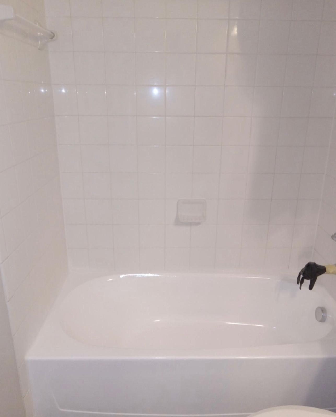Refinished white tub and tile