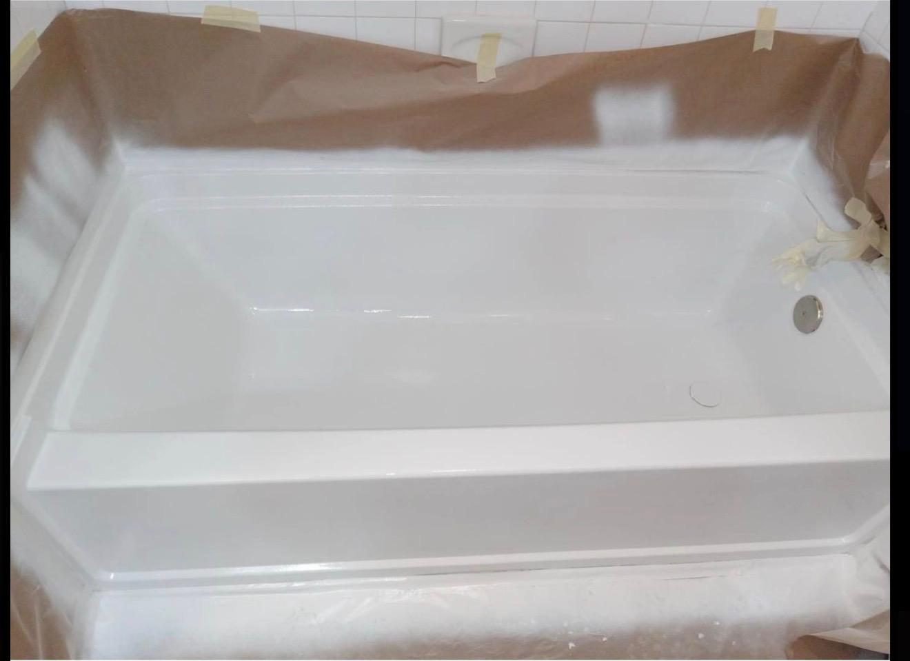 Tub masked during refinishing